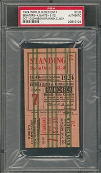 1924 World Series Game 7 Ticket Stub From 10/10/1924 - Washington Senators Win Title (PSA)
